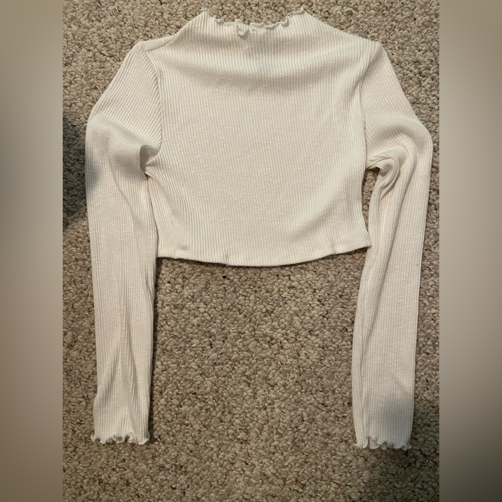 Forever 21 long sleeve crop with ruffled neck